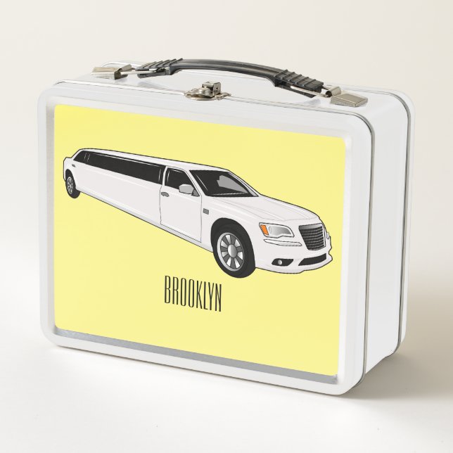 Limousine cartoon illustration metal lunch box (Front)