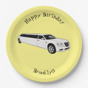 Limousine cartoon illustration paper plate