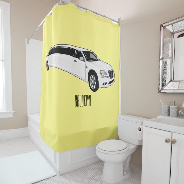 Limousine cartoon illustration shower curtain (In Situ)