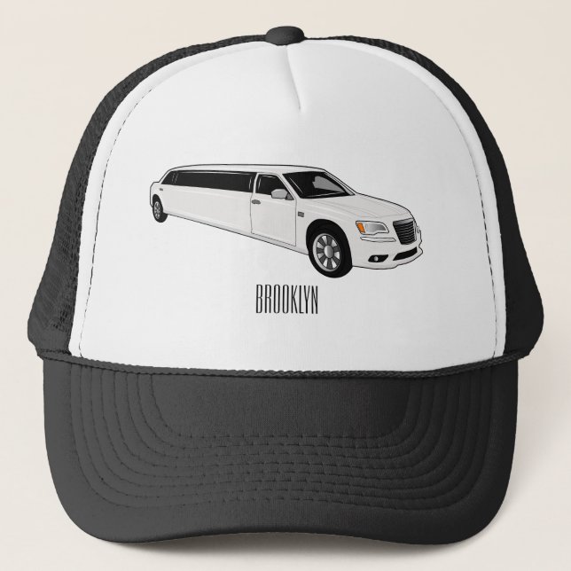 Limousine cartoon illustration trucker hat (Front)