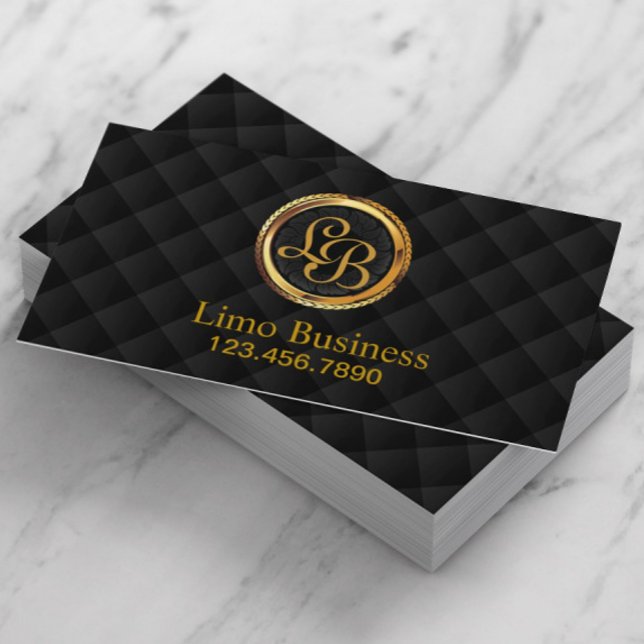 Limousine Limo Driver Monogram Gold Initials Business Card (Creator Uploaded)