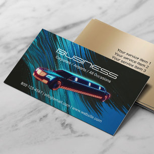 Limousine & Taxi Car for Hire Abstract Blue Black Business Card