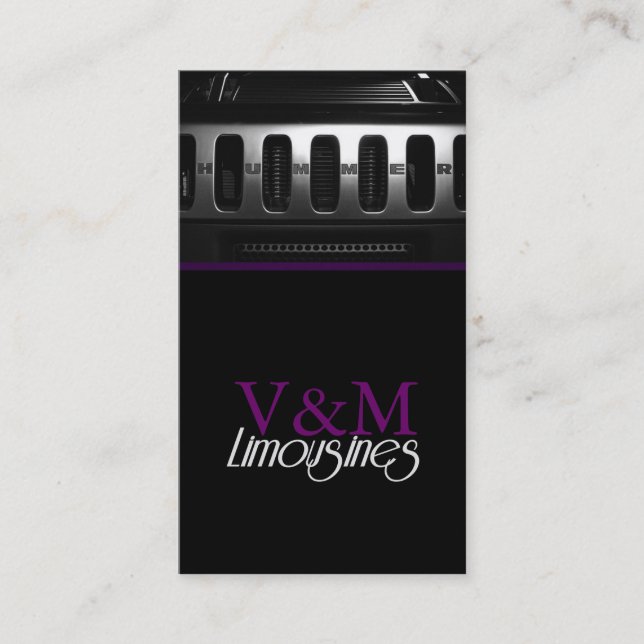 Limousines, Limo Services, Driver Business Card (Front)