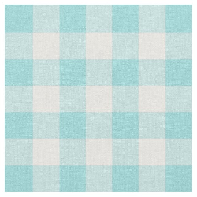 Limpet Shell Aqua & White Gingham Check Fabric (Close Up)