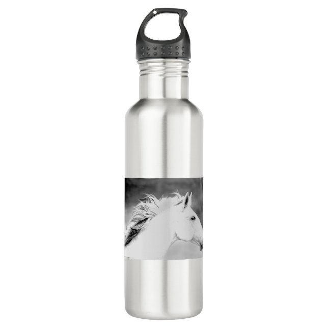 LIN26BW Mane in the Wind.tif 710 Ml Water Bottle (Front)