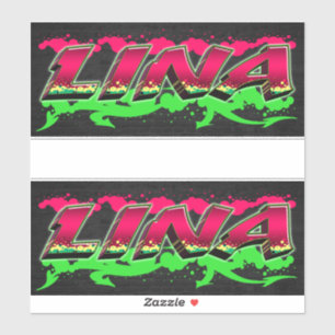 Lina First Name Graffiti Sticker