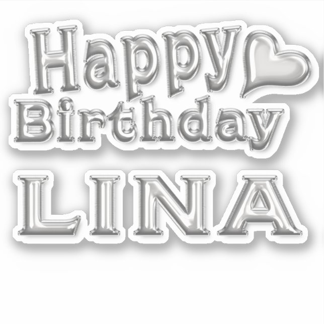 Lina Happy Birthday silver Sticker (Front)