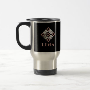 LINA Name Mug   Modern Kufic Geometric Pattern Des