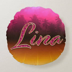 Lina Vorname Name golden pink Kissen Round Cushion
