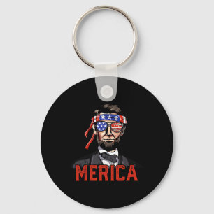 Lincoln 4th Of July Merica Abe Boys Men Women Amer Key Ring