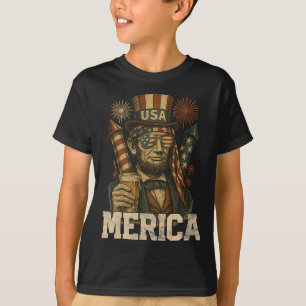 Lincoln 4th Of July Merica Abe Boys Men Women Amer T-Shirt