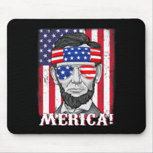 Lincoln 4th Of July Merica American Flag Boys Kids Mouse Mat