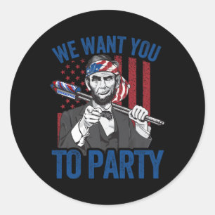 Lincoln 4th Of July Shirt Men American Usa Flag 1 Classic Round Sticker
