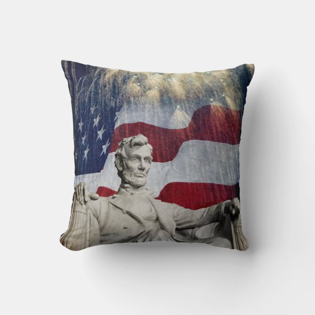 Lincoln and Fireworks Cushion (Front)