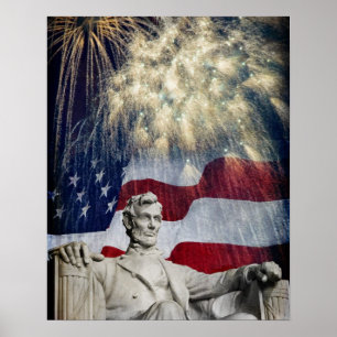 Lincoln and Fireworks Poster