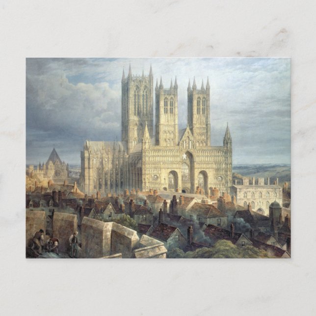 Lincoln Cathedral from the North West, c.1850 Postcard (Front)