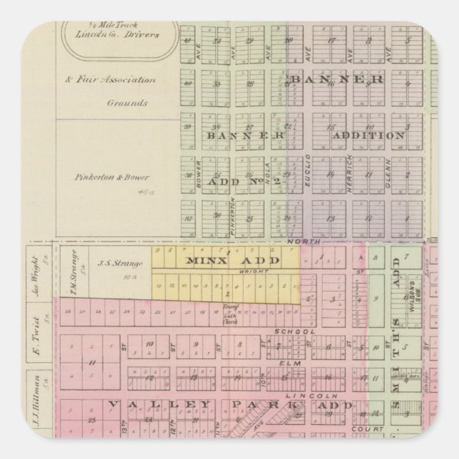 Lincoln Centre, Beverly, Nescatunca, Kansas Square Sticker (Front)