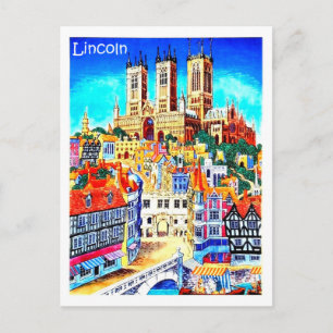 Lincoln city, England, illustration, vintage Postcard