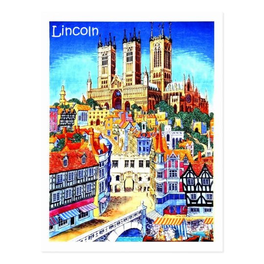 Lincoln City England Illustration Vintage Postcard Zazzle Co Uk