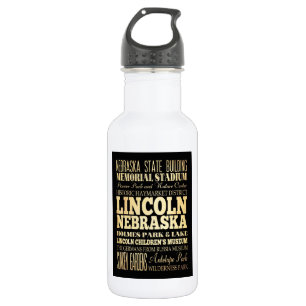 Lincoln City of Nebraska Typography Art 532 Ml Water Bottle