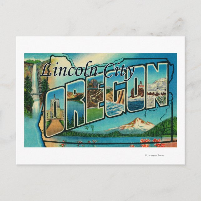 Lincoln City, Oregon - Large Letter Scenes Postcard (Front)