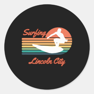 Lincoln City Surfing Spot  Classic Round Sticker