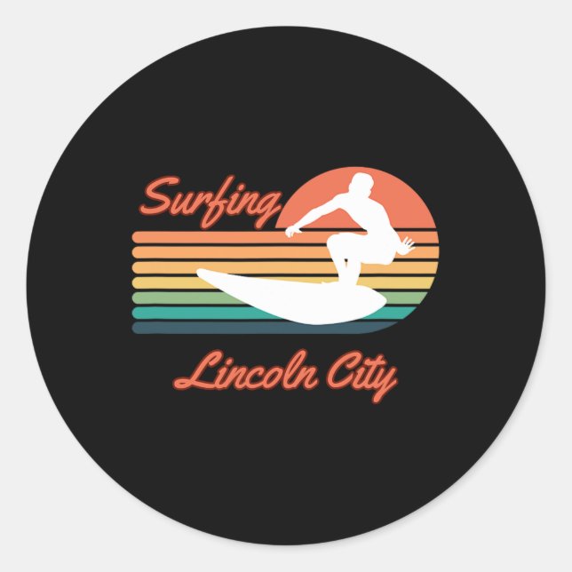 Lincoln City Surfing Spot  Classic Round Sticker (Front)