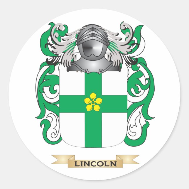 Lincoln Coat of Arms (Family Crest) Classic Round Sticker (Front)