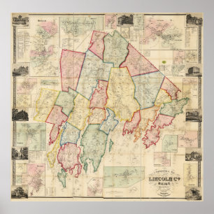 Lincoln County 1857 Map Poster