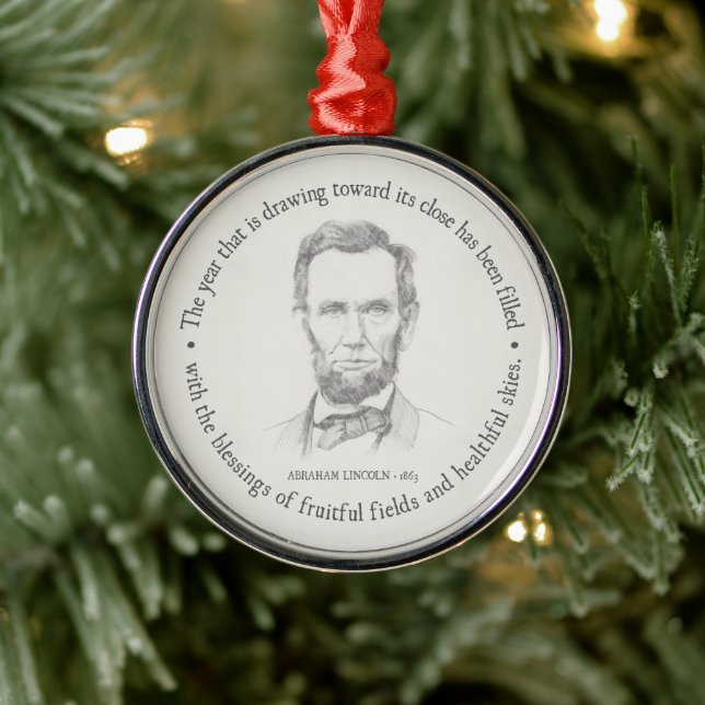 Lincoln Drawing & Thanksgiving Proclamation Design Metal Tree Decoration (Tree)