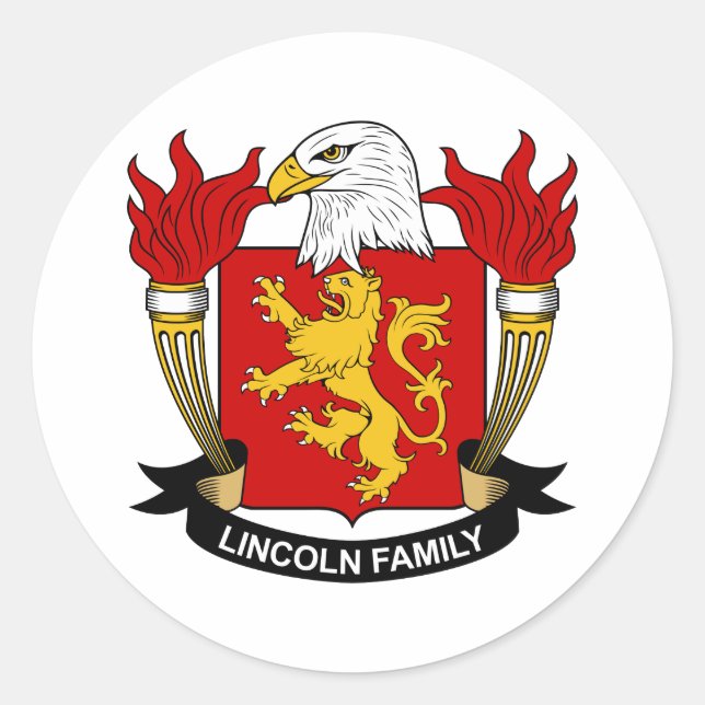 Lincoln Family Crest Classic Round Sticker (Front)