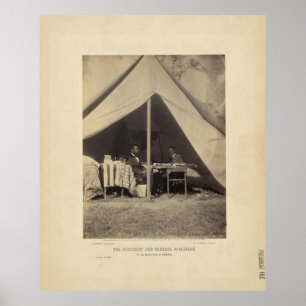 Lincoln & Gen McClellan on Battle field Antietam Poster