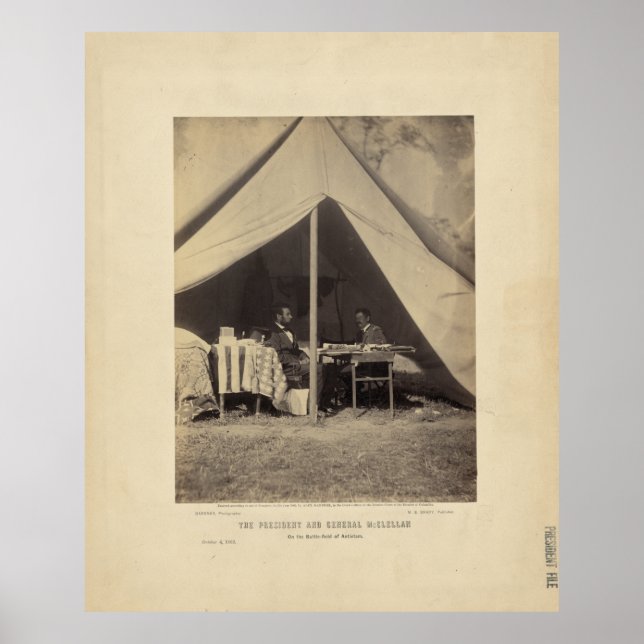 Lincoln & Gen McClellan on Battle field Antietam Poster (Front)