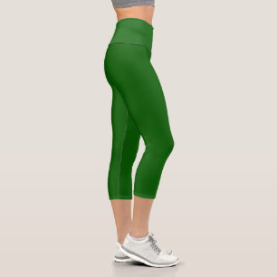 Lincoln Green Solid Plain Colour Capri Leggings