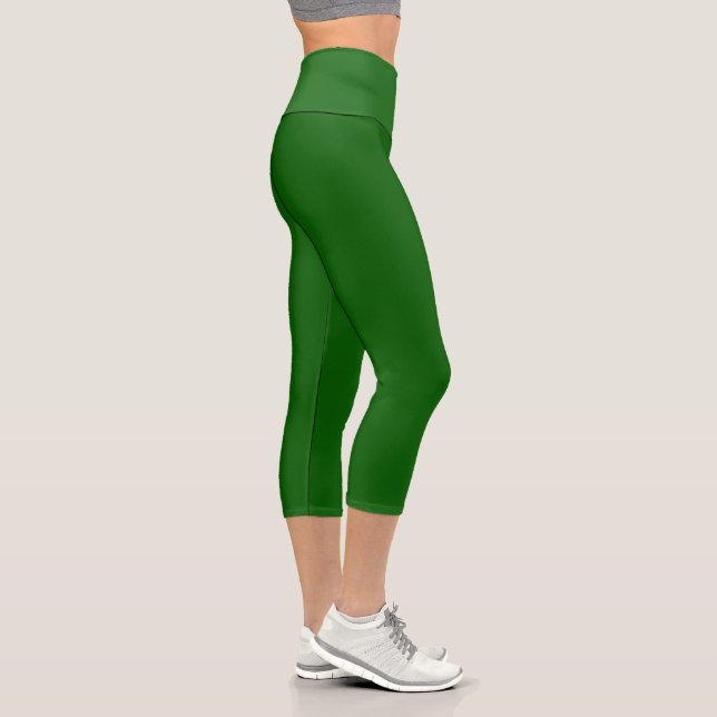 Lincoln Green Solid Plain Colour Capri Leggings (Right)