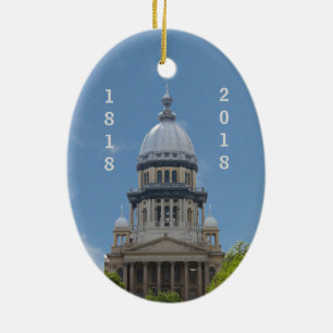 Lincoln Illinois Capitol Bicentennial Ceramic Tree Decoration