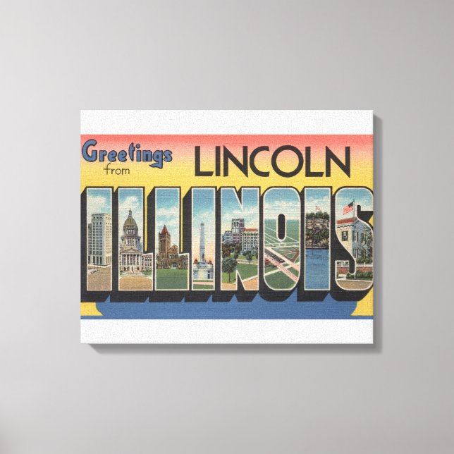 Lincoln, Illinois - Large Letter Scenes Canvas Print (Front)