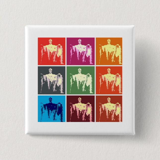 Lincoln Memorial Abstract 15 Cm Square Badge (Front)