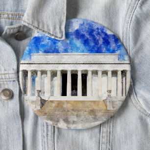 Lincoln Memorial facade in watercolor 6 Cm Round Badge
