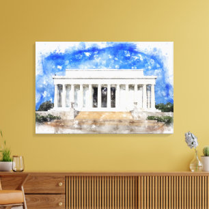 Lincoln Memorial facade in watercolor Canvas Print