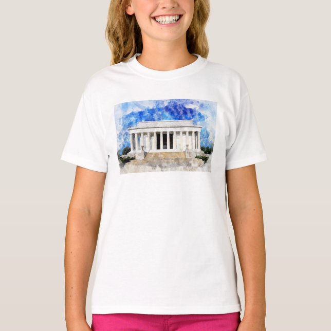 Lincoln Memorial facade in watercolor T-Shirt (Front)