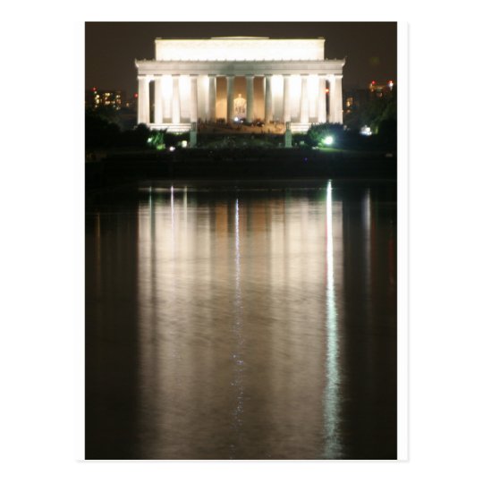Lincoln Memorial Night Reflection Postcard