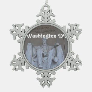 Lincoln Memorial Snowflake Pewter Christmas Ornament
