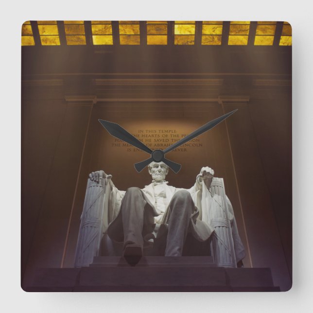 Lincoln Memorial Statue With Inscription Square Wall Clock (Front)