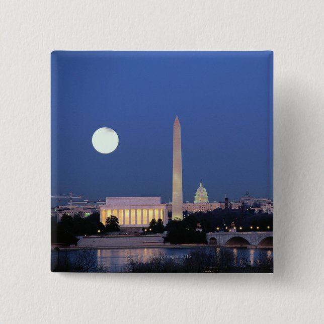 Lincoln Memorial, Washington Monument, US 15 Cm Square Badge (Front)