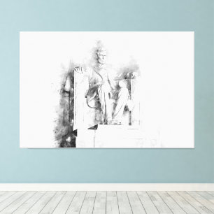 Lincoln Memorial watercolor and pencil drawing Canvas Print