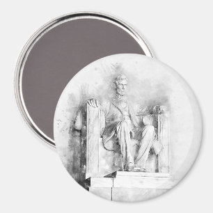 Lincoln Memorial watercolor and pencil drawing Magnet