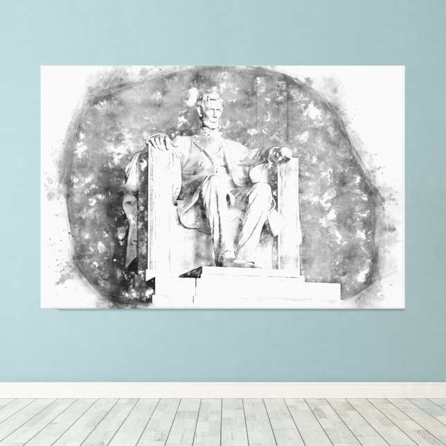 Lincoln Memorial watercolor Canvas Print (Insitu(Wood Floor))