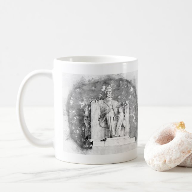 Lincoln Memorial watercolor Coffee Mug (With Donut)