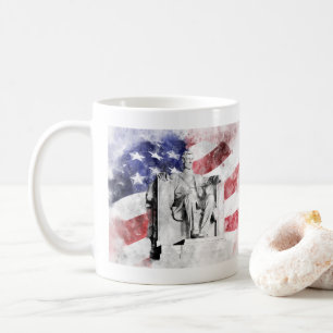 Lincoln Memorial watercolor with American flag Coffee Mug